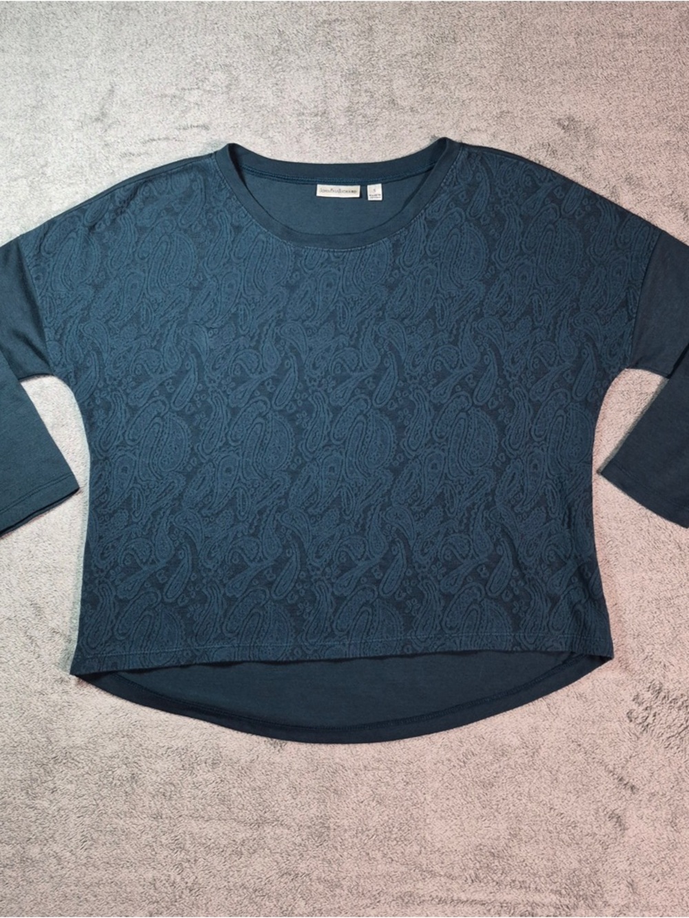 JohnPaulRichard Teal Paisley Textured Long Sleeve Top